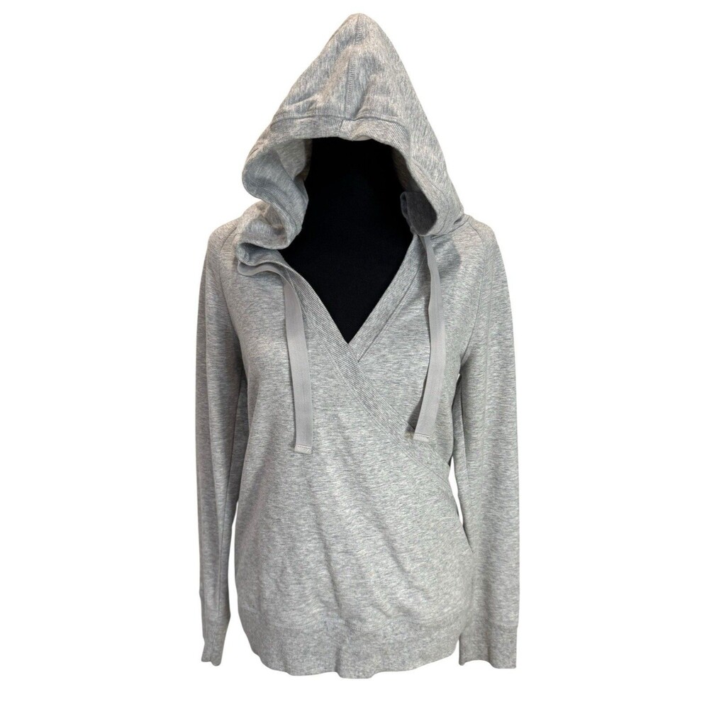 Maurice’s In Motion Women’s Size Small S Gray V-Neck Hoodie Sweatshirt Gym Yoga